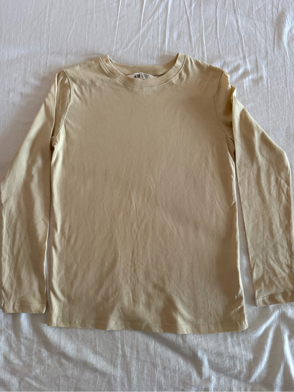 H&M Light Cream Long-Sleeve Crewneck Tee
